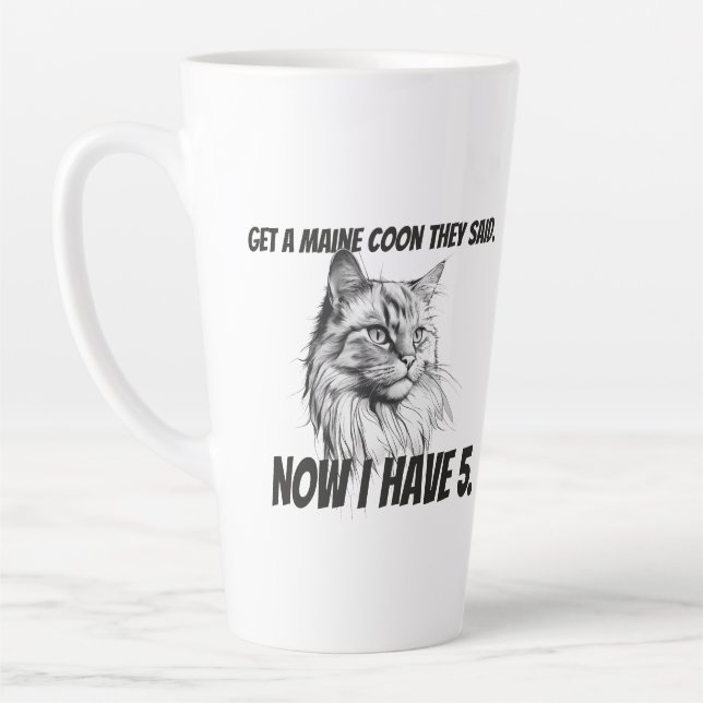 Maine Coon Cat komisch schwarz-weiß personalisiert Milchtasse (Links)
