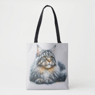 Maine Coon Cat Liebe in Wasserfarbe