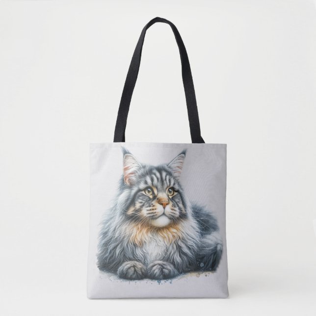 Maine Coon Cat Liebe in Wasserfarbe (Vorderseite)