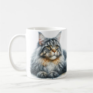 Maine Coon Cat Liebe in Wasserfarbe Kaffeetasse