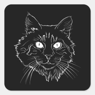 Maine Coon Cat Line Art Quadratischer Aufkleber
