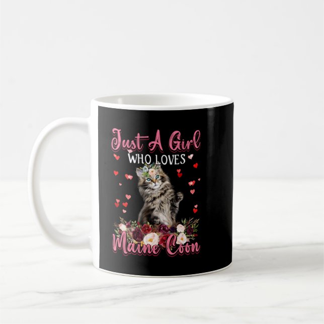 Maine Coon Cat Lover Geschenk Nur ein Mädchen, das Kaffeetasse (Links)