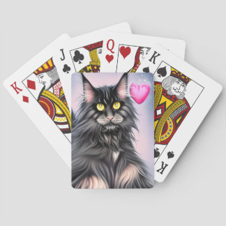 Maine Coon Cat mit einem HerzValentinstag Spielkarten