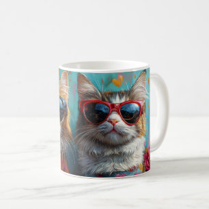 Maine Coon Cat mit Herz-Rose Valentinstag Kaffeetasse