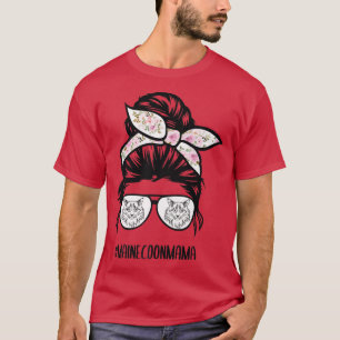 Maine Coon Cat Mutter unordentliche Bun-Haar-Brill T-Shirt