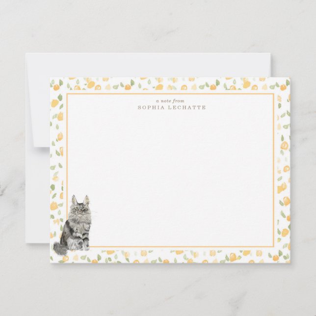 Maine Coon Cat Personalisiert Stationery Mitteilungskarte (Vorderseite)