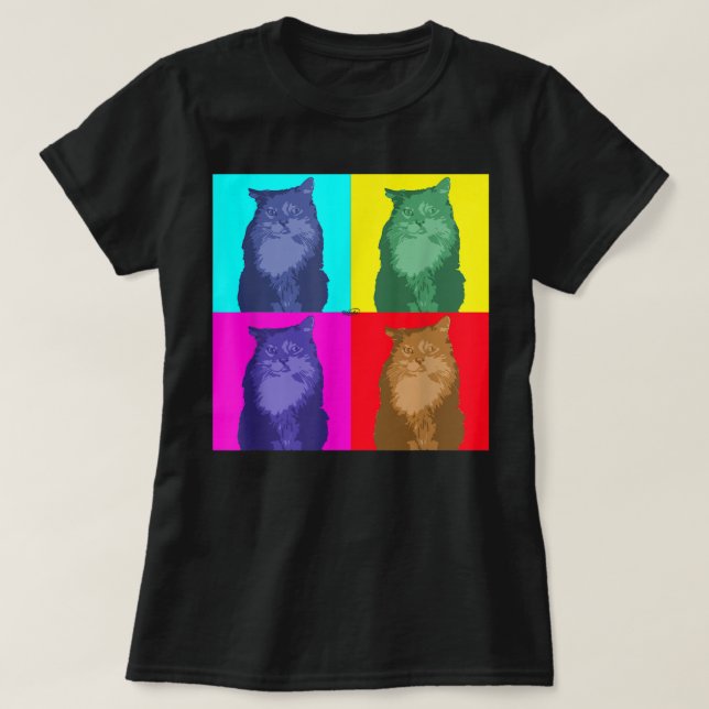 Maine Coon Cat Pop Art T - Shirt (Design vorne)