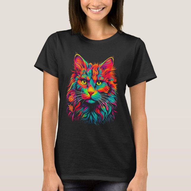 Maine Coon Cat Pop Art T-Shirt (Vorderseite)