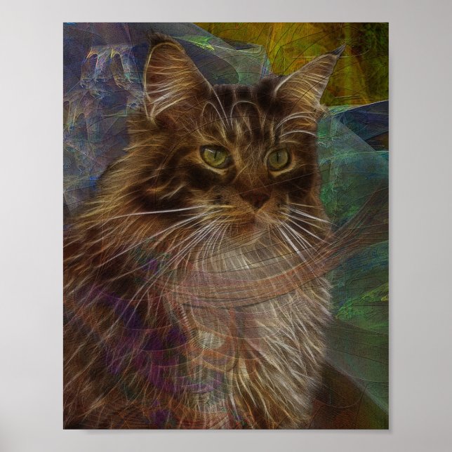 Maine Coon Cat - Rechteckige Kunst Poster (Vorne)