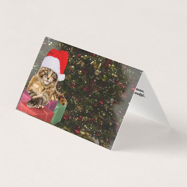 Maine Coon Cat Santa & Gifts Weihnachtsbaum Hinter (Vorderseite)
