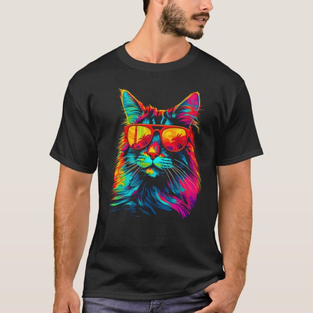 Maine Coon Cat Sunglasses T-Shirt (Vorderseite)