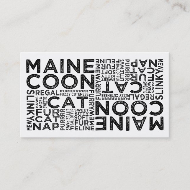 Maine Coon Cat Typography Visitenkarte (Vorderseite)