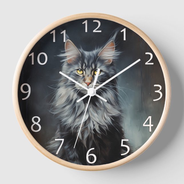 Maine Coon cat Uhr (Vorderseite)