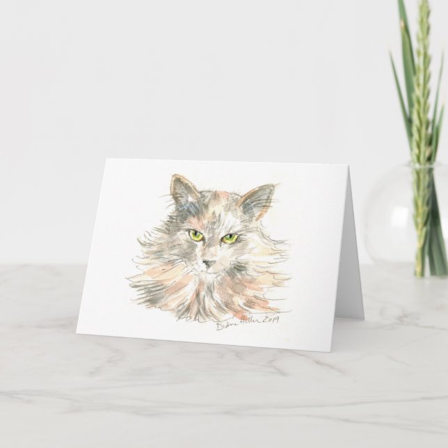 Maine Coon Cat Watercolor ard Karte (Vorderseite)