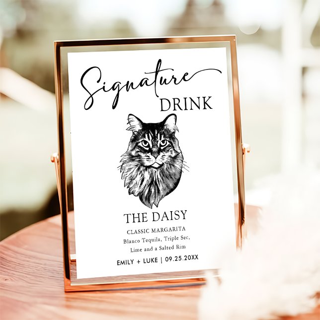 Maine Coon Cat Wedding Signature Drink Zeichen Poster (Von Creator hochgeladen)