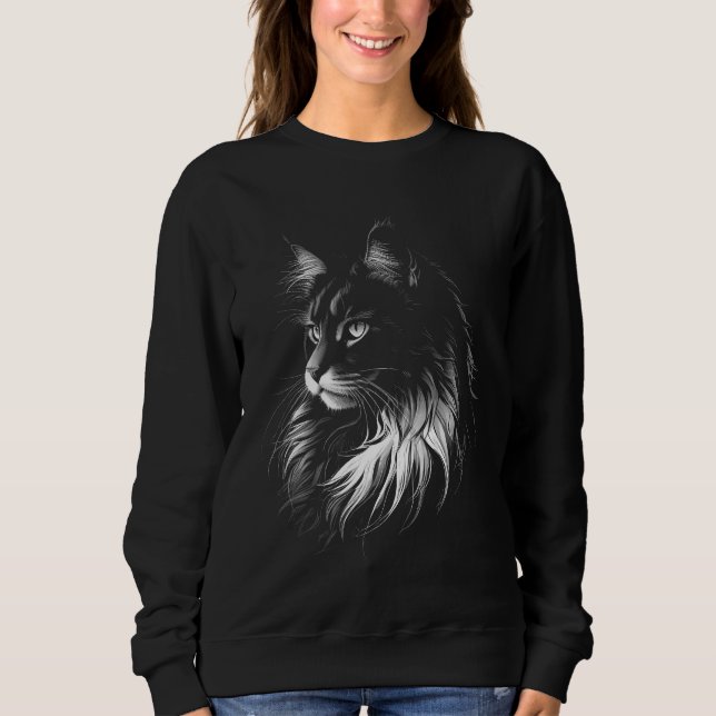Maine Coon Cat Women's Black Sweatshirt (Vorderseite)