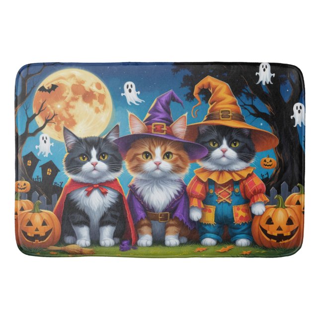 Maine Coon Cats Pumpkin Halloween Funny Badematte (Vorderseite)