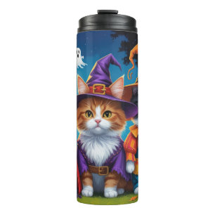 Maine Coon Cats Pumpkin Halloween Funny Thermosbecher
