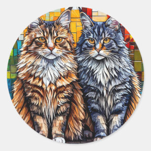 Maine Coon Cats Runder Aufkleber