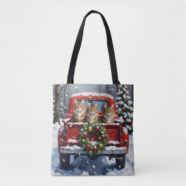 Maine Coon Christmas Red Truck Holiday (Vorderseite)
