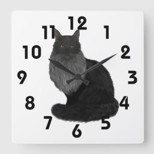 Maine Coon Clock Quadratische Wanduhr