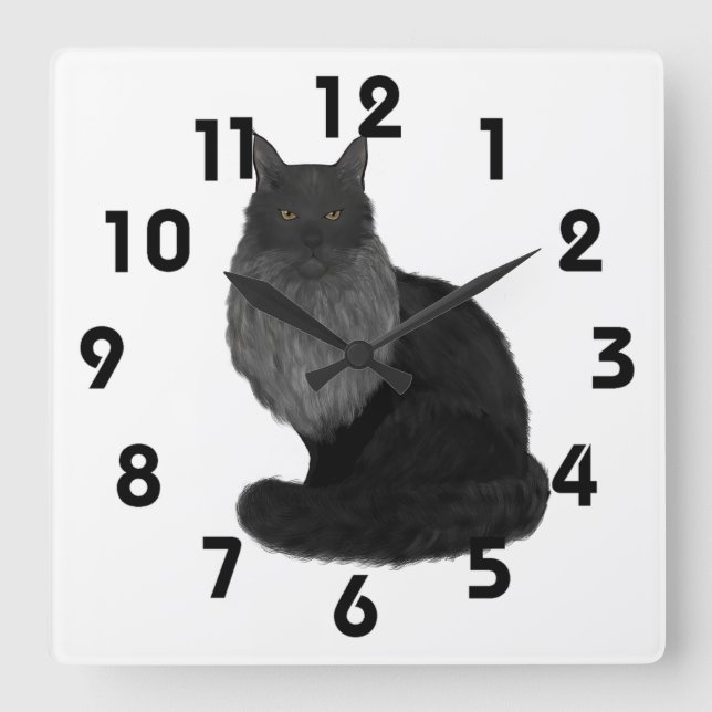 Maine Coon Clock Quadratische Wanduhr (Vorderseite)