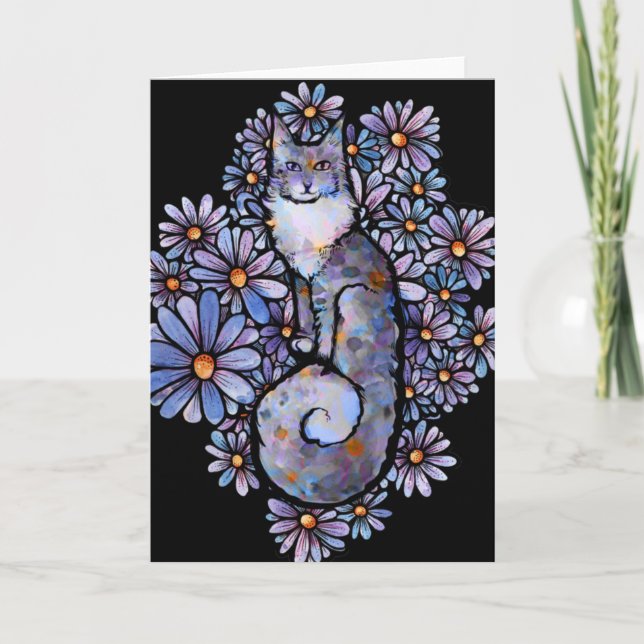 Maine Coon Dilute Calico Cat Lila Karte (Vorderseite)