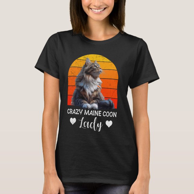 Maine Coon Eigentümer CRAZY MAINE COON LADY Cat Mo T-Shirt (Vorderseite)