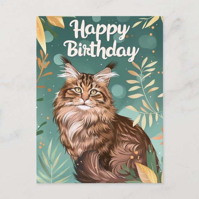 Maine Coon Happy Birthday Postkarte (Vorderseite)