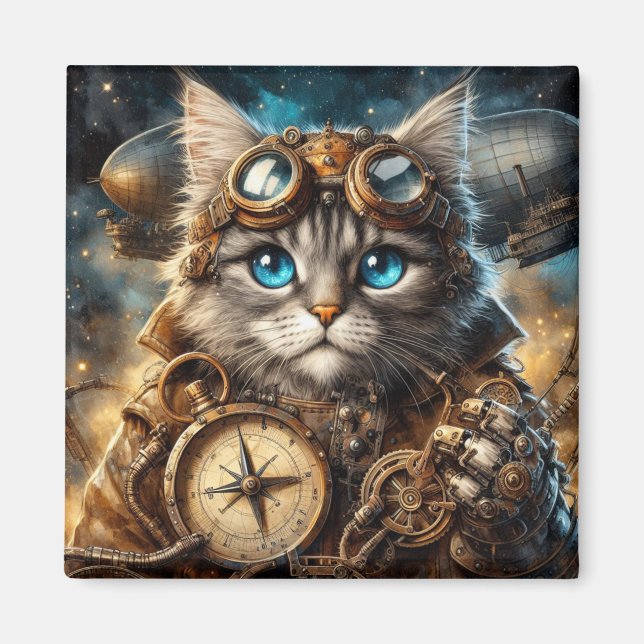 Maine Coon im Weltraum Magnet (Vorne)
