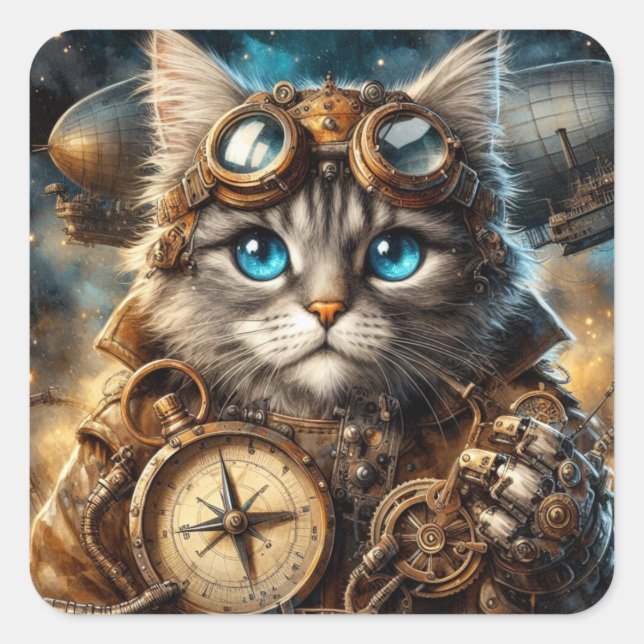 Maine Coon in Space Aufkleber (Vorderseite)