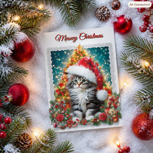 Maine Coon Kätzchen Weihnachten Frohe Feiertage
