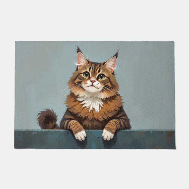 Maine Coon Katze Fußmatte Kunst (Vorderseite)