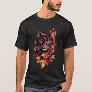 Maine Coon Katze Herbstblätter Herbst Naturliebhab T-Shirt