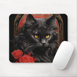 Maine Coon-Katze mit Blume Mousepad