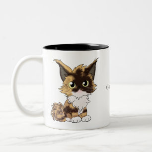 Maine Coon Katze mit Namen  Zweifarbige Tasse