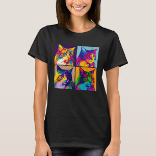 Maine Coon Katze Pop Illustration Farbige Tiere 1 T-Shirt