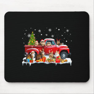 Maine Coon Katze roter LKW Weihnachtsbaum Santa hä Mousepad