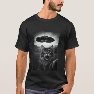 Maine Coon Katze Selfie Lustige Alien-Entführung M T-Shirt