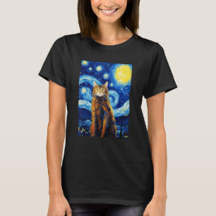 Maine Coon Katze Sternennacht Vincent van Gogh Hau T-Shirt