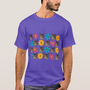 Maine Coon Katze und Blumen lustige süße Gesichtsm T-Shirt