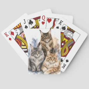 Maine Coon Katze Wasserfarbe Spielkarten