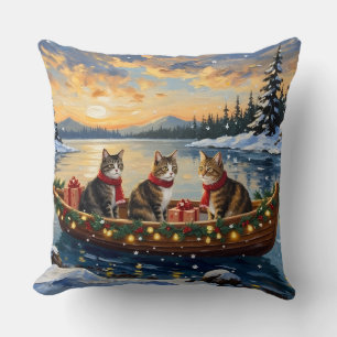 Maine Coon Katze Weihnachten Boot Urlaub Kissen