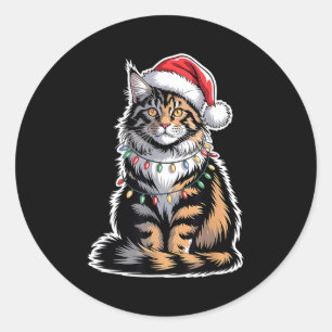 Maine Coon Katze Weihnachten Xmas Kätzchen Katzenl Runder Aufkleber