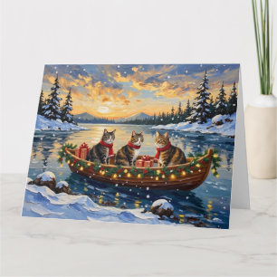 Maine Coon Katze Weihnachtsboot Urlaub Karte