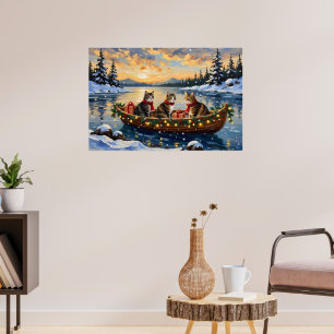 Maine Coon Katze Weihnachtsboot Urlaub Poster