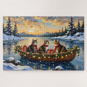 Maine Coon Katze Weihnachtsboot Urlaub Puzzle