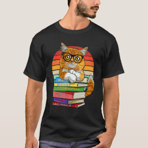 Maine Coon Katze Zurück zur Schule Bücherwurm T-Shirt