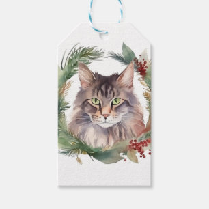 Maine Coon Katzen-Weihnachtskranz Festliche Katze Geschenkanhänger