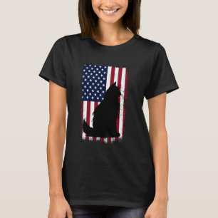 Maine Coon Katzenliebhaber, American Flag Outfit 4 T-Shirt